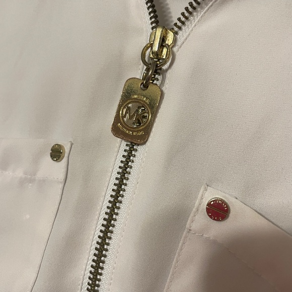 Preowned Michael Kors cream white womens collar shirt top blouse size large - Picture 4 of 12